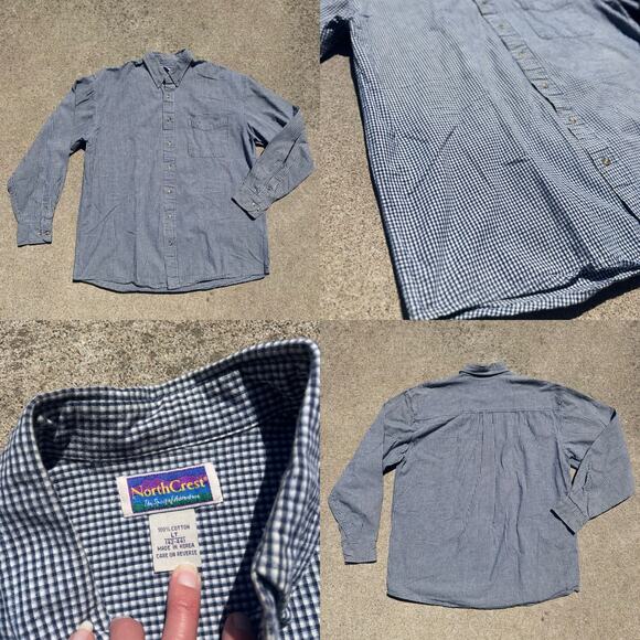Vtg North Crest Shirt Bundle Men Size LT Plaid Cotton Long Sleeve Button Down - Picture 2 of 3